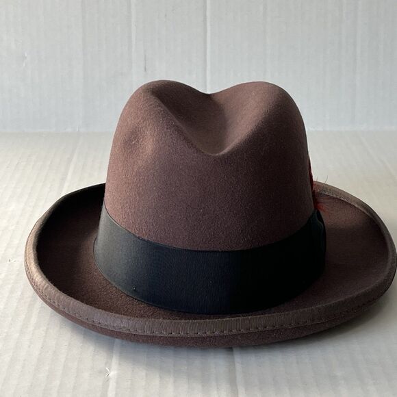 Godfather 100% Wool Homburg Gentleman Hat W/ Feathers Fedora Mobster Gangster S - Picture 5 of 16
